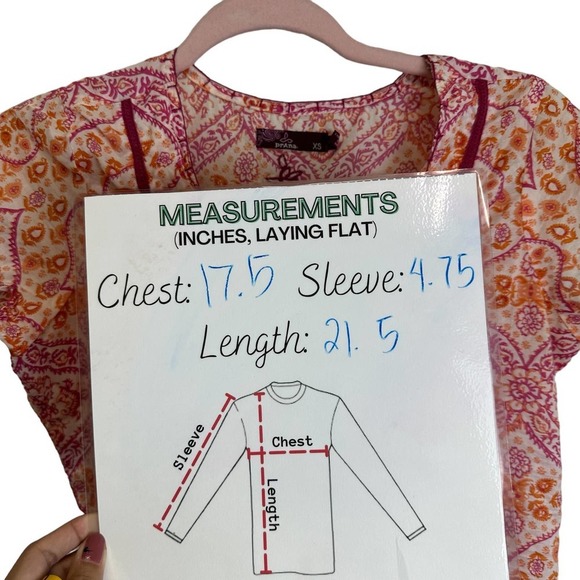 prAna Fall Floral Y2K Top Women’s‎ sz. XS Orange Split Neck Embroidered Rose - Picture 7 of 10